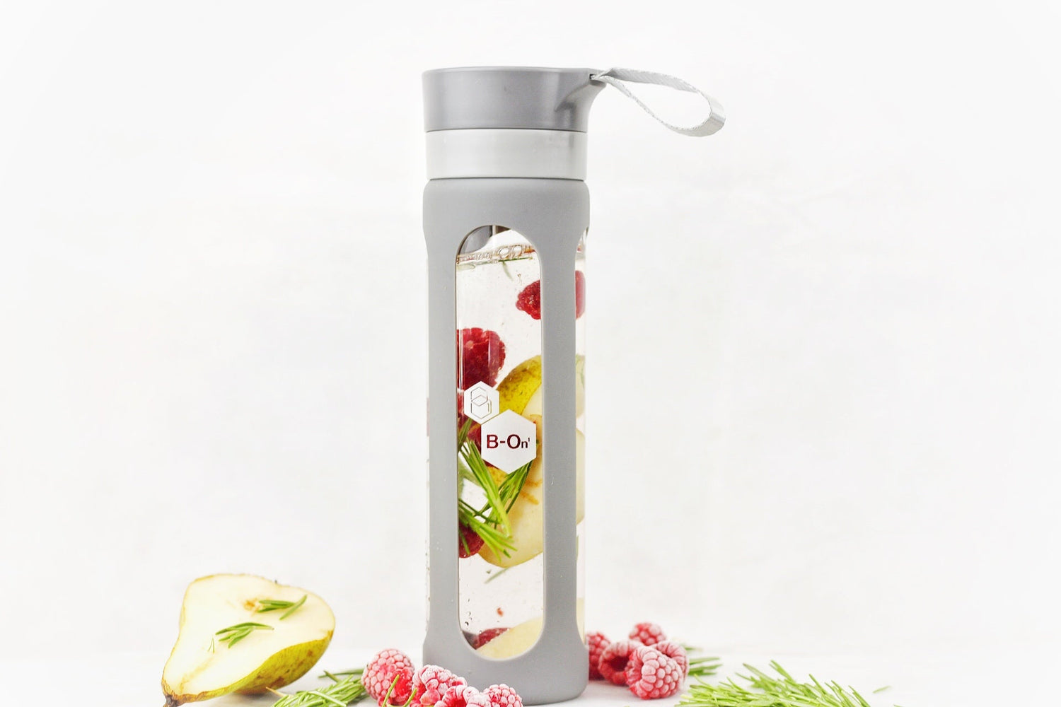 glass water bottle fruit infusion
